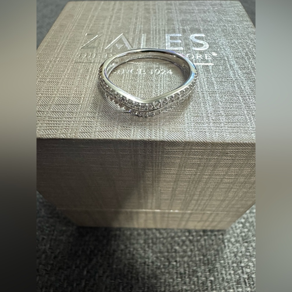 Zales Ring 1/4 CT. T.W. Diamond Double Row Anniversary Band in 14K White Gold